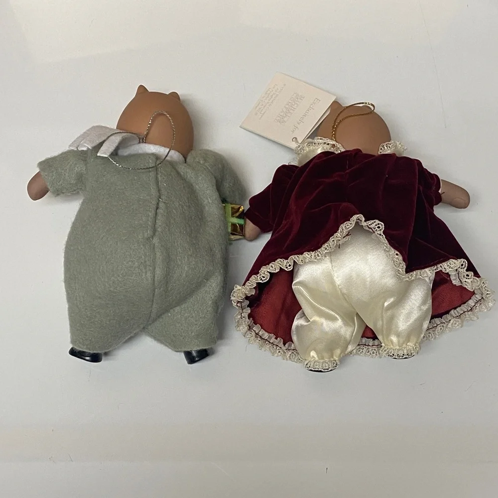 Michel & Co 1987 Vintage “A Winter Boy & Girl 1947” Hand Painted Ornaments
